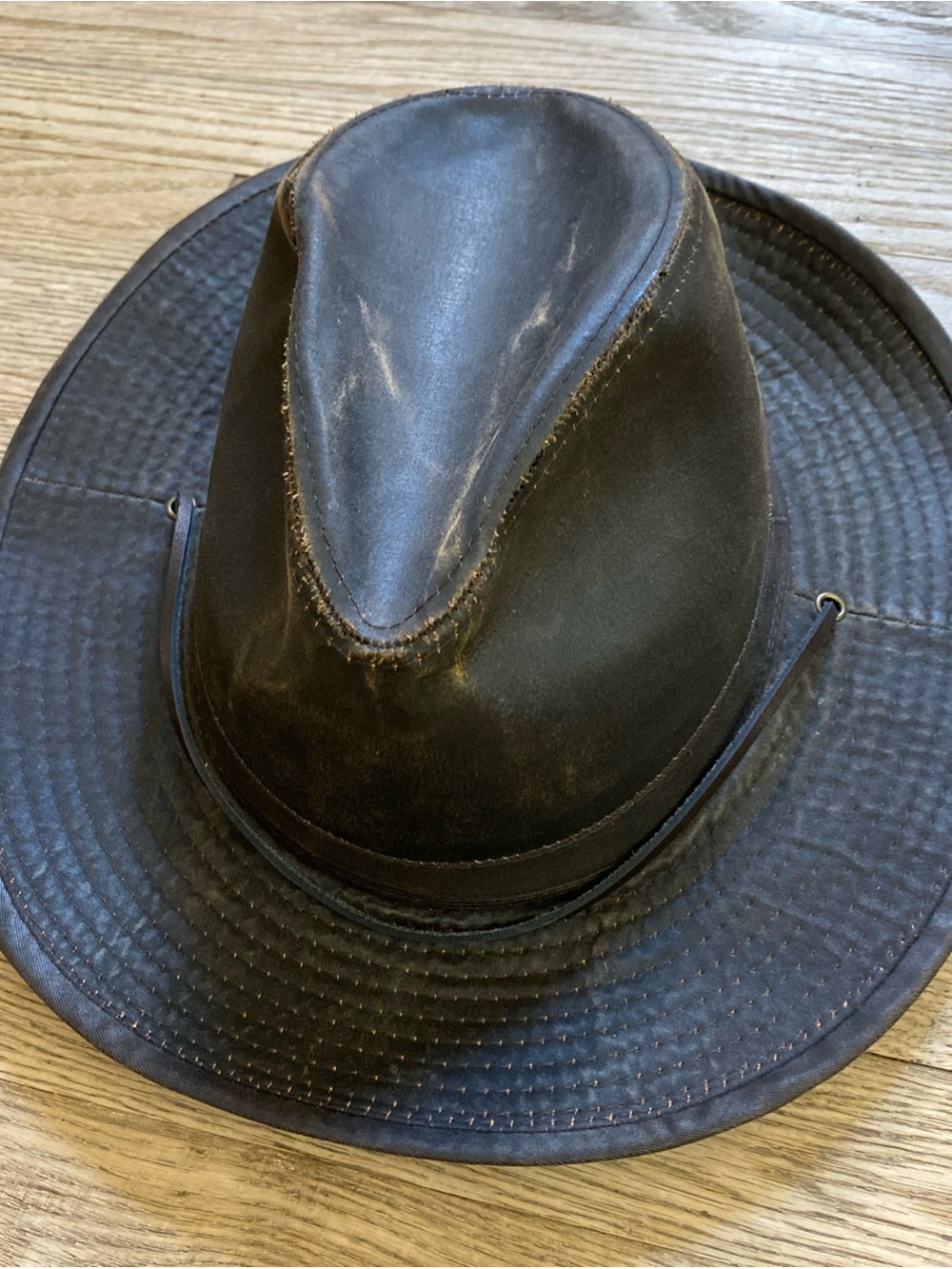 NWT Dorfman Pacific DPC Men's Distressed Leather Outback Hat UPF 50+ size XL